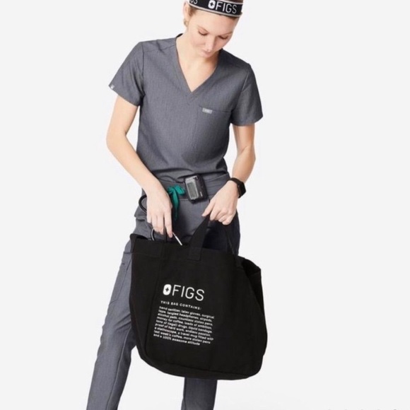 Figs Limited Edition Canvas Tote Bag in Black. - Picture 2 of 7